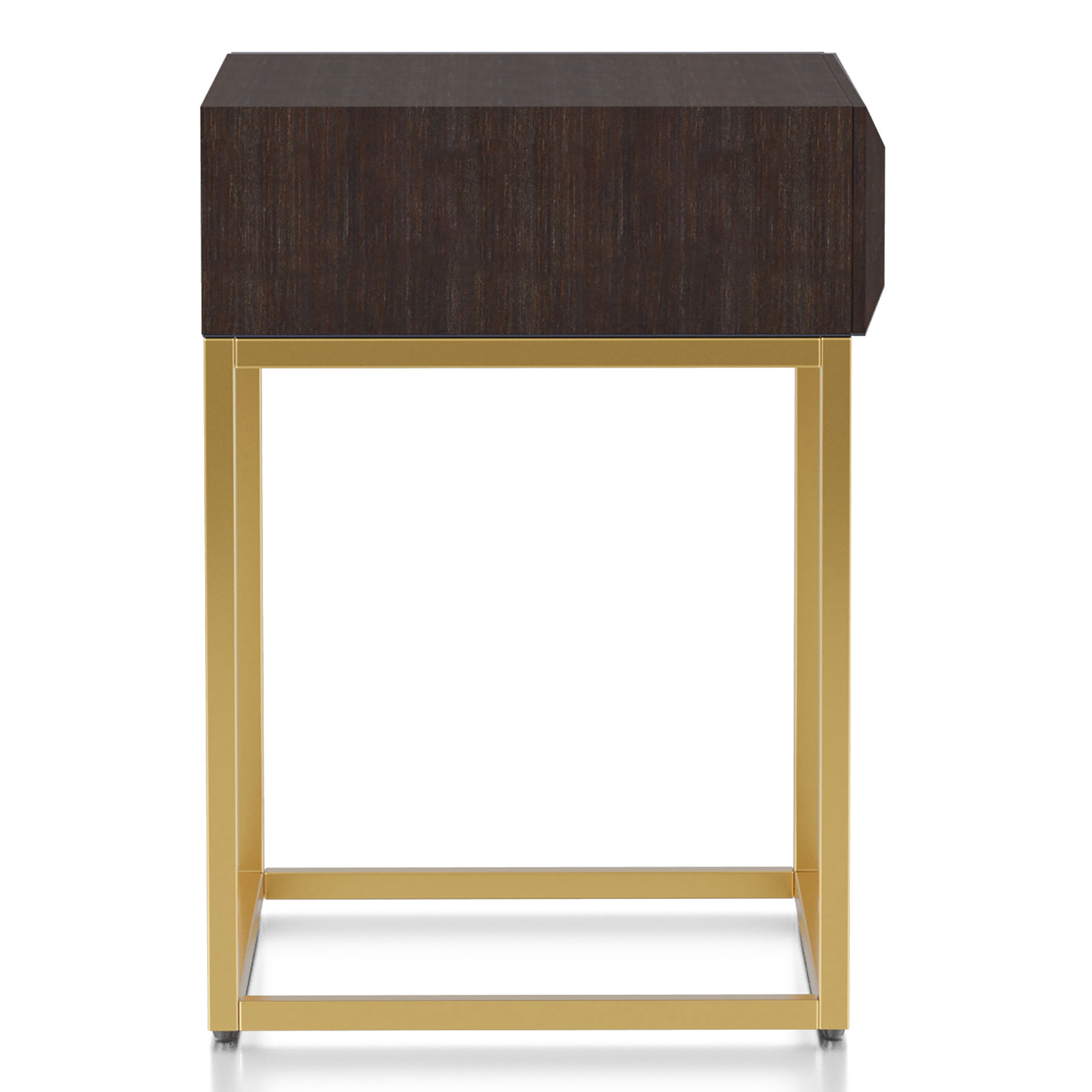 Furniture of America Vayne 1-Drawer Wood Walnut and Gold Side Table