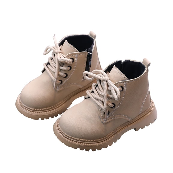 Chenyee Toddler Non Slip Ankle Boots Boys Girls Fashion Lace Up Mid Calf Combat Booties for Kids