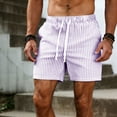 thumbnail image 4 of Favoffer Men's Linen Casual Shorts Striped Pocket Lace Up Elastic Waist Thin Loose Summer Active Short Pants for Beach Lounging Walking Outdoor, 4 of 9