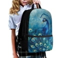 thumbnail image 3 of HUIACONG Blue Peacock School Backpack for Middle School Girls Large Capacity Breathable Adjustable Straps for Kids 6‑18 Back to School Daily Use, 3 of 6