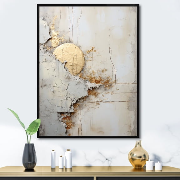 Designart "Splitting Nature In Grey And White II" Abstract Shapes Floater Framed Canvas Wall Art
