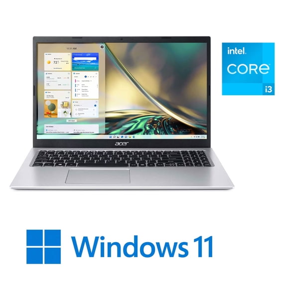 Acer Aspire 3 15.6" FHD Laptop, Intel Core i3-1115G4, 4GB DDR4, 128GB NVMe SSD, Silver, Windows 11 Home in S Mode, A315-58-33XS