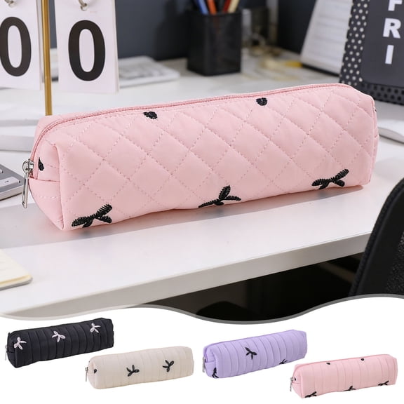 Summer Saving!Back_to_School Saving!School_Supplies!Under $1 dollars!Special Pencil Case Pouch, Special Bowknot Pencil Bag ForLovely Cute Stationery Pouch One Layer Soft Pen Case For, Black