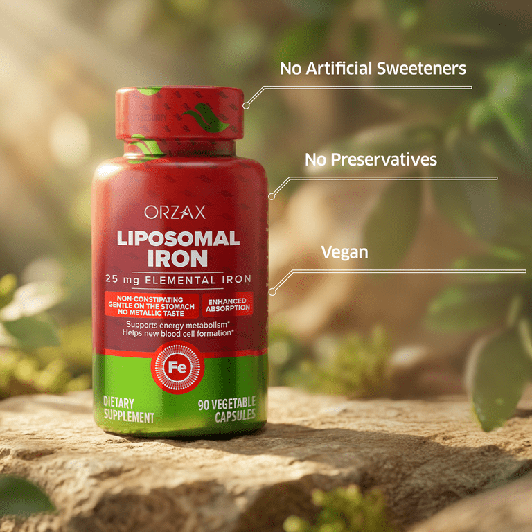 ORZAX High Absorption Iron Supplement Pills, 25 mg Elemental Iron