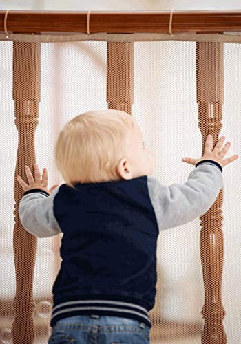 Child Proof Patio Fence Shield Baby Proofing Stairs Rail Screen Cover Baby Safety Outdoor Railing Net Pearl White Roving Cove Safe Rail Balcony Deck Banister Guard Outside 10ft L x 3ft H 