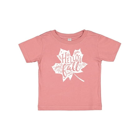 

Inktastic Hello Fall White Leaf Silhouette with Laurels Gift Baby Boy or Baby Girl T-Shirt