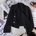 thumbnail image 7 of Gyexs Cropped Trench Coat for Women Pluss Size Lightweight Solid Long Sleeve Blazer Jackets Business Casual Fall Winter Tops, Black, Size M, 7 of 7