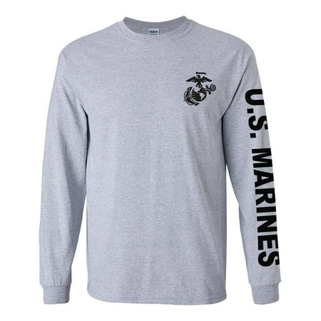 Marines Military Branch On Long Sleeve T-Shirt, with Chest (Best Military Museums Uk)