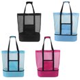 thumbnail image 4 of Soidarity Bolso de playa de malla con correas para los hombros, bolso de red reutilizable, bolso de mano para Picnic, transportador de almacenamiento de Kits de desorden para acampar Azul Soidarity OD011035-02B, 4 of 6