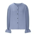 thumbnail image 7 of hotojiny Button down Shirt for Women Fashion Puff Long Sleeve Basic Top 2025 Spring Crew Neck Clothes, 7 of 7