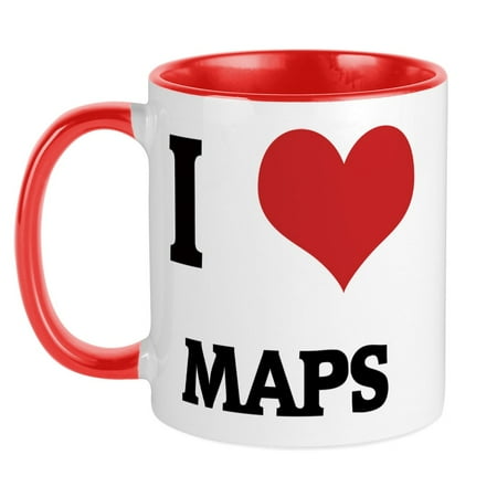 

CafePress - I Love Maps Mug - Ceramic Coffee Tea Novelty Mug Cup 11 oz