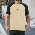 thumbnail image 2 of Krdevn Men's Color Blocked Button Open Neck Pineapple Grid Raglan Sleeves for Men Casual Loose Sports Business Short Sleeved T Shirt,3XL, 2 of 5