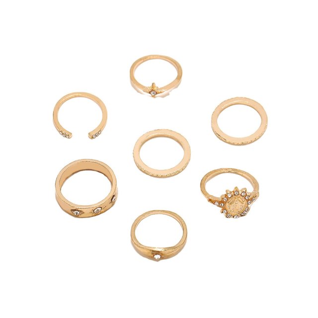 Juego de anillos HUOGUO, bohemio, retro, geométrico, abierto, 7 piezas, para mujer