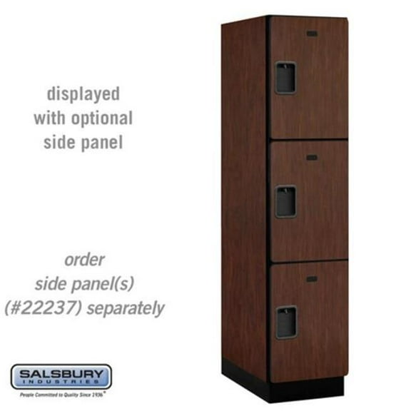 Salsbury Industries 18-23164MAH 18 in. Wide Triple Tier Designer Wood Locker, Mahogany - 1 x 6 ft.x 24 in.