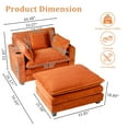 thumbnail image 2 of Sofa Chair with Ottoman,Gexpusm Oversized Upholstered Corduroy Sofa Chair with Cup Holders & USB Ports for Bedroom,Living Room,Small Spaces,Lounge Sofa Chair,Orange, 2 of 6