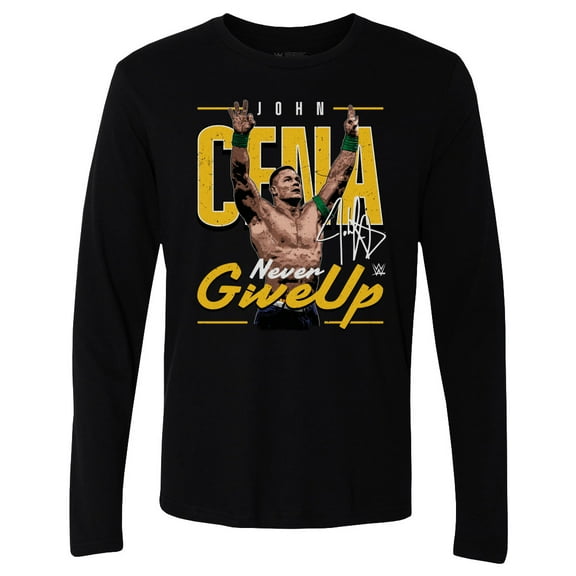 Men's 500 Level Black John Cena Never Give Up Long Sleeve T-Shirt