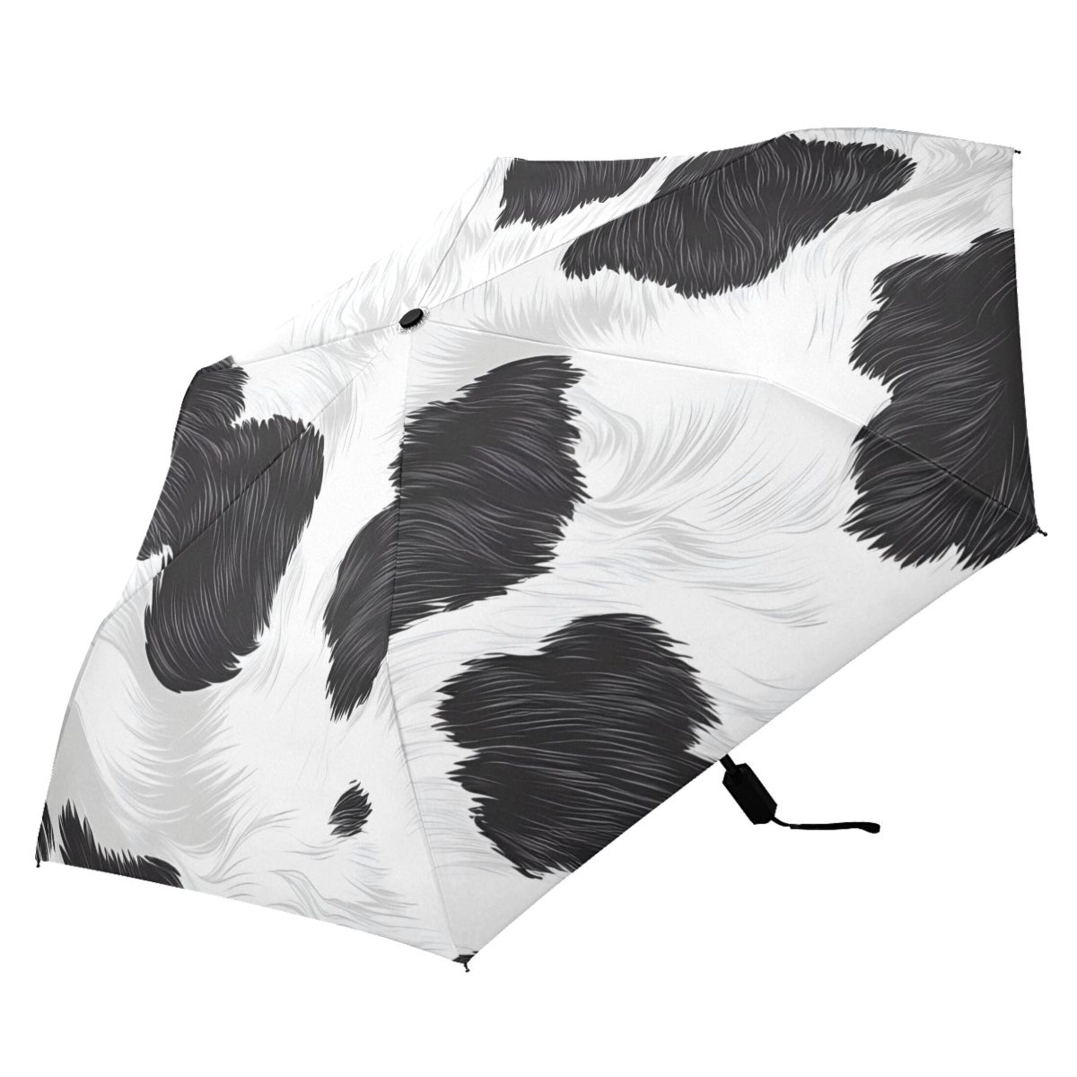 ALAZA Cow Print UPF 50+ Compact Folding Umbrella for Rain Travel Umbrella Packable