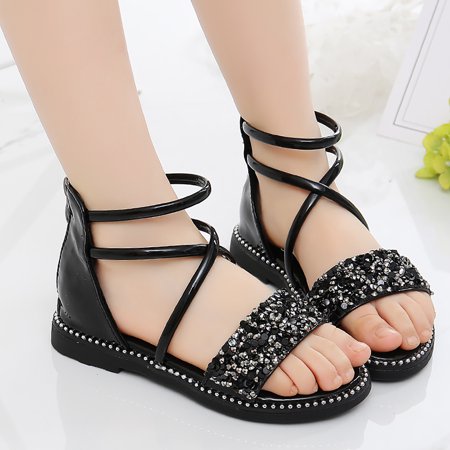 

Huilaibazo Girls Sandals For Girls Baby Rhinestone Sequin Princess Shoes Sandals Dancing Shoes Infant Shoes Kids Single Shoes
