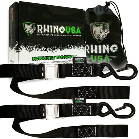 - RHINO USA Cam Buckle Motorcycle Tie Down Straps (2 Pack) Lab Tested 3,328lb Break Strength, Stainless Cambuckle Tiedown Set with Integrated Soft Loops - Better Than a Ratchet Strap…