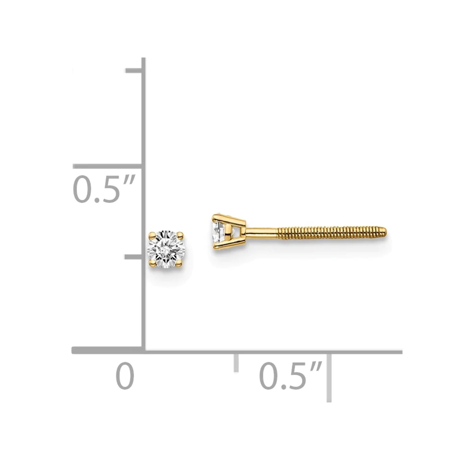 14Ky .10ct. VS2/SI1 G-I Diamond Stud Thread on/off Post Earrings