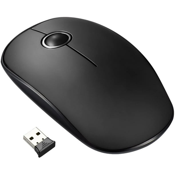 Souris silencieuse sans fil 2,4 G pour ordinateur portable avec récepteur  USB, souris d'ordinateur portable silencieuse, souris ergonomique pour main  gauche droite, pour ordinateur portable, MacBook, Chromebook, ordinateur  portable, PC, couleur, noir 