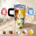 thumbnail image 6 of Sunflower 20 oz Stainless Steel Tumbler with Handle and Straw – Insulated Travel Cup with Sliding Lid, 360° Full Wrap Printed Mug for Home, Outdoor & Sports Use, Spring, 6 of 6