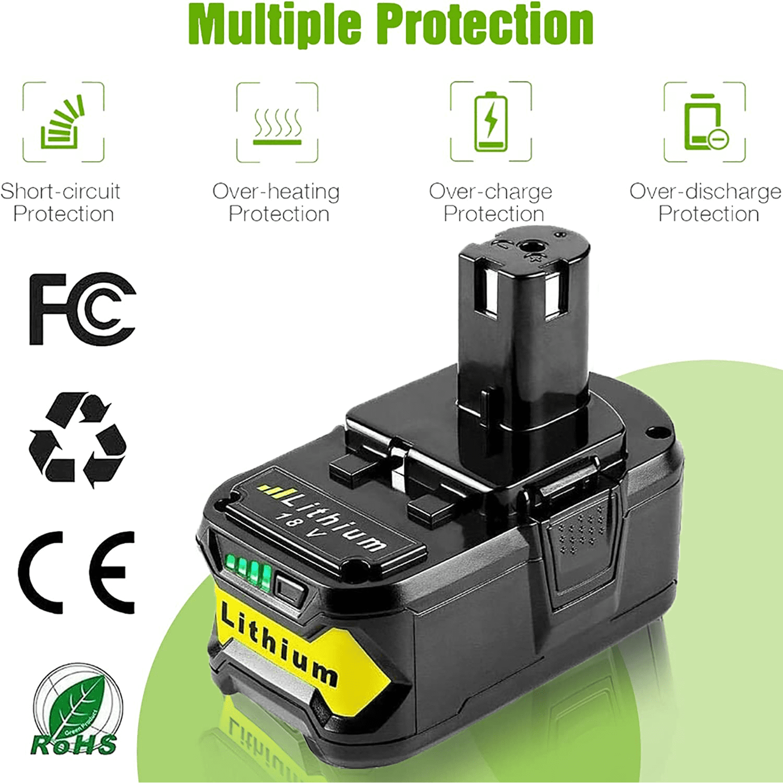5.0Ah 18V P108 Replacement Battery for Ryobi 18V Lithium Battery P102 Ryobi ONE+ Cordless Tool