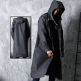 thumbnail image 4 of Waterproof Long Black Raincoat Men Rain Coat Hooded Trench Jacket Outdoor Hiking Tour Rainwear Adults, 4 of 5