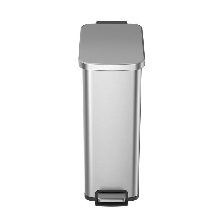 happimess 7.9-Gallons White Steel Kitchen Trash Can with Lid Outdoor in the Trash  Cans department at
