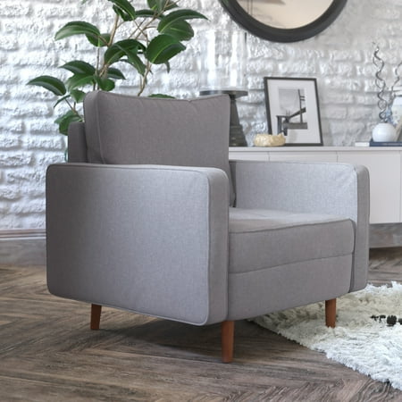 Alamont Home - Compact Upholstered Tufted Chair with Wooden Legs - Slate Gray