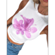 thumbnail image 3 of Top Corto Sin Mangas con Estampado Floral para Mujer, Moda de Verano, Corte Entallado, Acanalado XL, 3 of 9