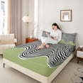 thumbnail image 4 of Homewish Fashion Abstract Artwork Bed Sheets, Chic Stripe Waves King Sheets, Teens Adult Men Women Sheet Set, Super Cozy Room Decor, 4-Piece, 4 of 7