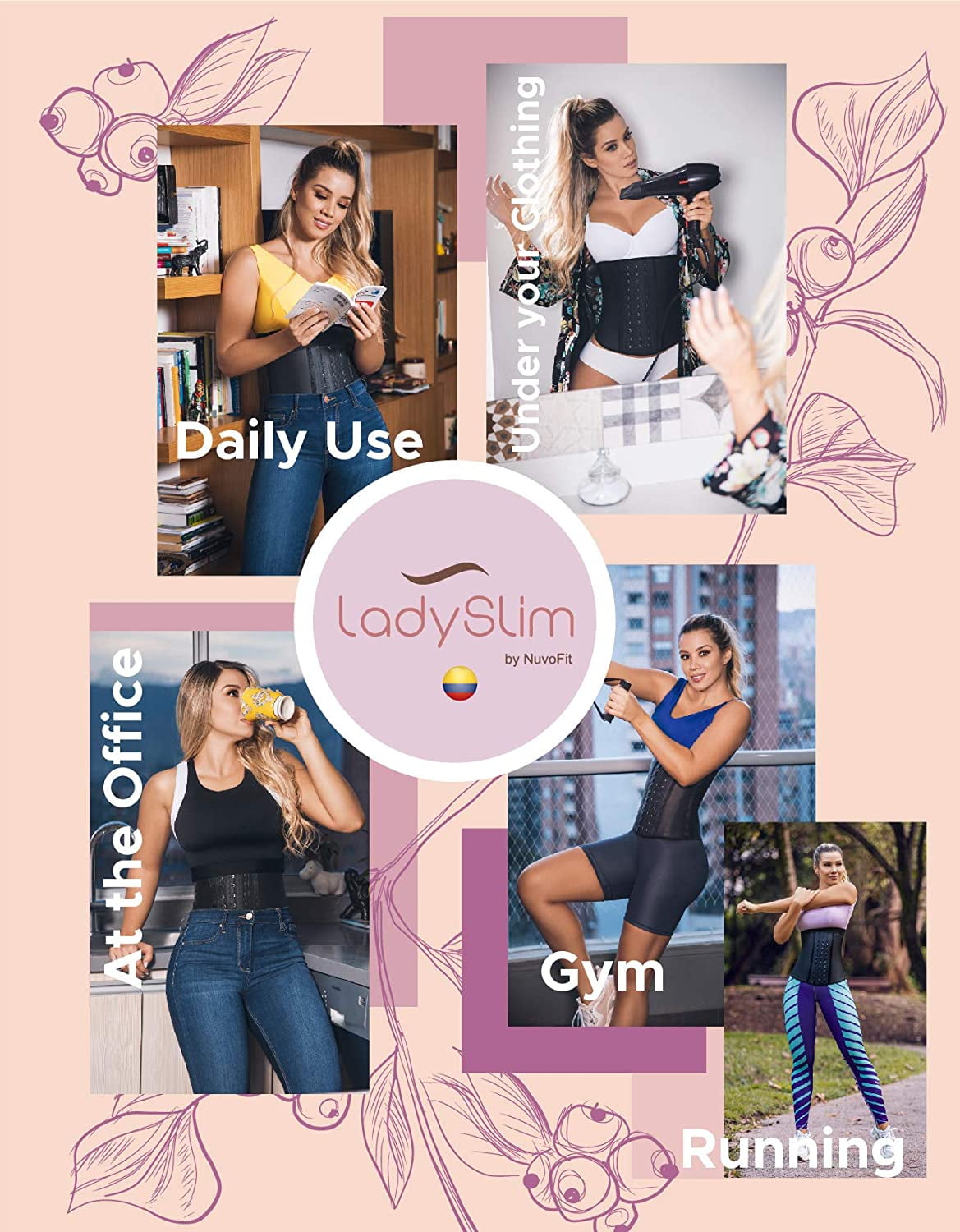 LadySlim by NuvoFit Fajas Colombianas Reductoras para Mujer Short Torso  Latex Waist Trainer for Women, Black, XXS : : Fashion