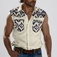 thumbnail image 4 of Camisas de Cuello para Hombres, Moda Casual Día de la Independencia Imprimir Turndown Bolsillos sin Mangas Tanque Deportivo, 4 of 5