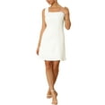thumbnail image 2 of INSPIRE CHIC Women's 50s Mini Dress Sleeveless Square Neck A-Line Cocktail Party Short Dresses XL White, 2 of 5