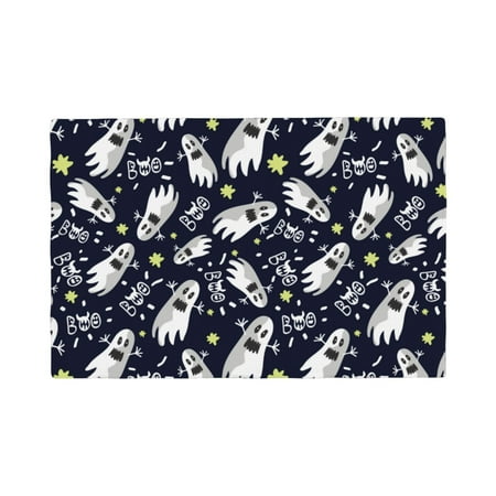 

Table Placemats Set of 4 - Halloween Ghost Funny A 12x18 In Faux Linen Double Heat Resistant Place Mats Cloth Indoor/Outdoor Placemats Washable Table Mats for Dining Kitchen Party
