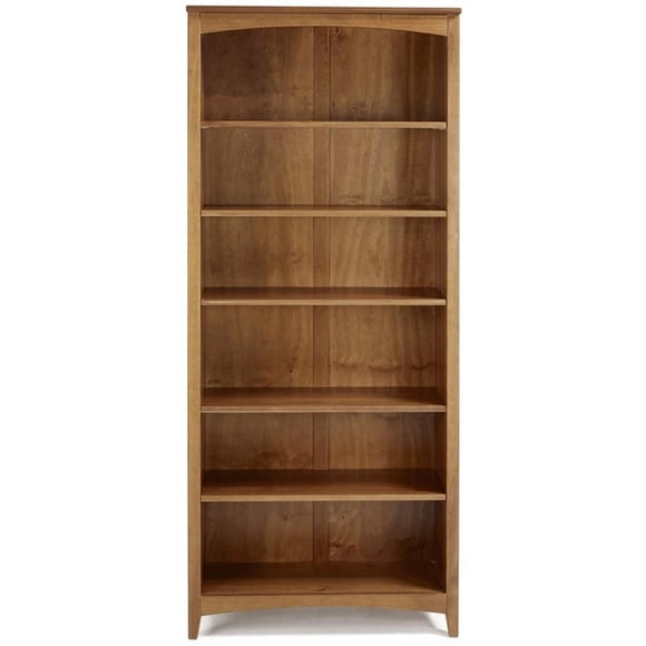 Pemberly Row 72" Shaker Style Solid Wood Bookcase in Cherry Finish