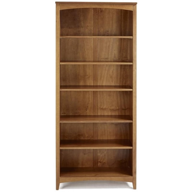 Pemberly Row 72" Shaker Style Solid Wood Bookcase in Cherry Finish