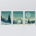 thumbnail image 2 of PixonSign Framed Canvas Print Wall Art Set - Teal Winter Snowy Pine Trees Art - Set of 3 Forest Landscape Nature Wilderness Wall Décor for Living Room, Bedroom - 11"x14" Panels White, 2 of 5