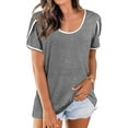 thumbnail image 1 of T-shirt Uni à Manches Courtes et Manches Courtes pour Femmes, 1 of 4