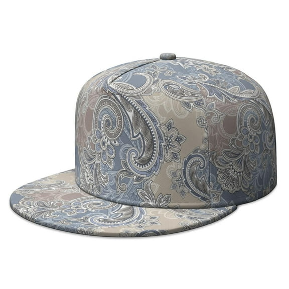 Antique Artistic Flat Brim Hat - Elegant Unisex Snapback Cap with Decorative Floral Print, Classic Urban Style Adjustable Baseball Cap