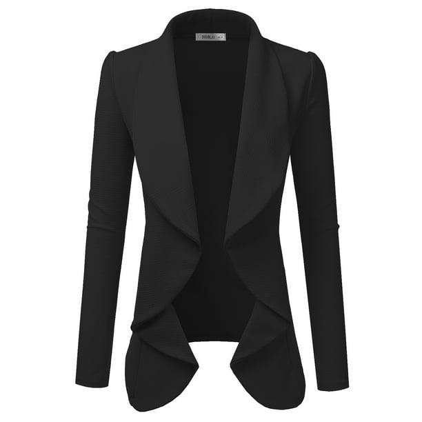 Doublju - Doublju Women's Long Sleeve Open Front Draped Blazer Suit ...