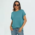 thumbnail image 3 of SUNBS Women's Oversized Tops Business Casual Short Sleeve T-Shirt Summer Blouses, 3 of 7
