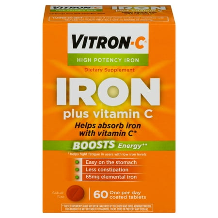 Vitron-C High Potency Iron Supplement with Vitamin C, 60 (Best Tolerated Iron Supplement)
