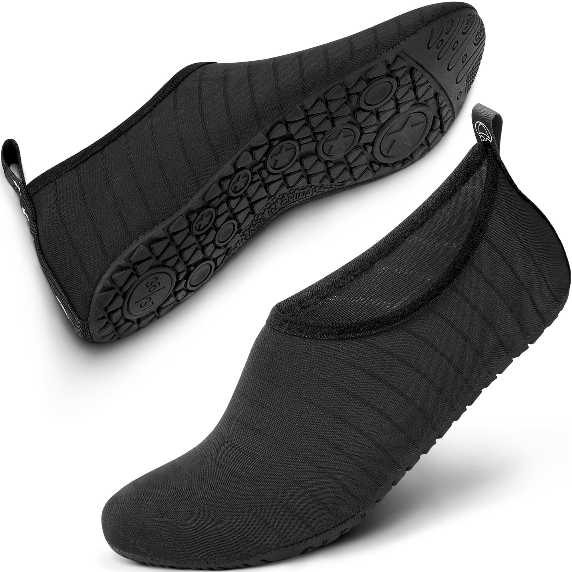 NEW Mens Water Shoes Large Size 10 Black Gray Mesh Slip On Aqua Socks Sandals 