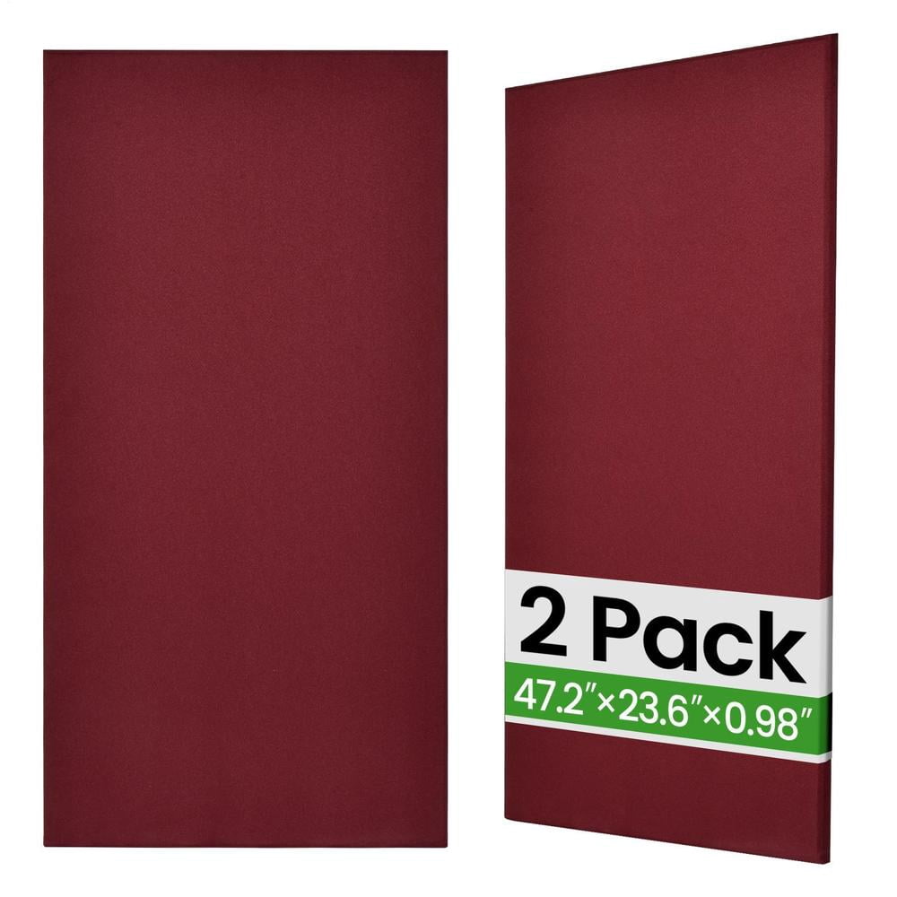 2Pack Fiberglass Acoustic Panels, Sound Dampening Panels for Studios, Office, Home Theater Soundproofing Absorbing Noise Reducing, 23.6x47.2x0.98" Red