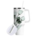 thumbnail image 2 of Ryvnso 30 oz Tumbler with Handle and Straw Insulated Stainless Steel Travel Mug with Lid Green Tulips Flowers, 2 of 9