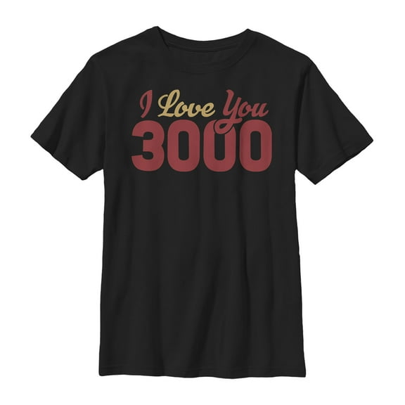 Boy's Marvel Iron Man Love 3000 Script  Graphic Tee Black Medium