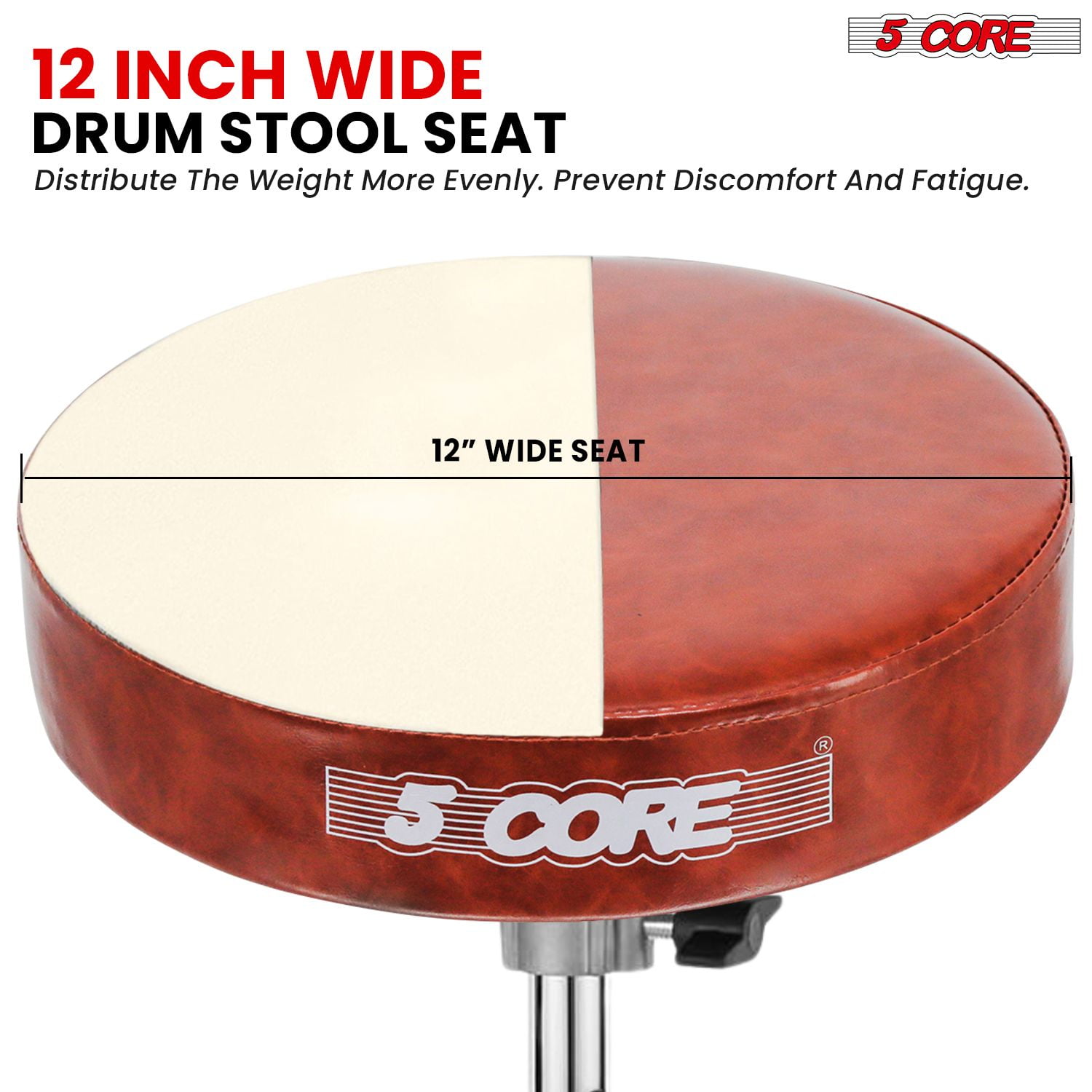 5 Core Drum Throne 3" Thick Padded Guitar Stool 200Lb Capacity Heavy Duty Adjustable Drummer Chair