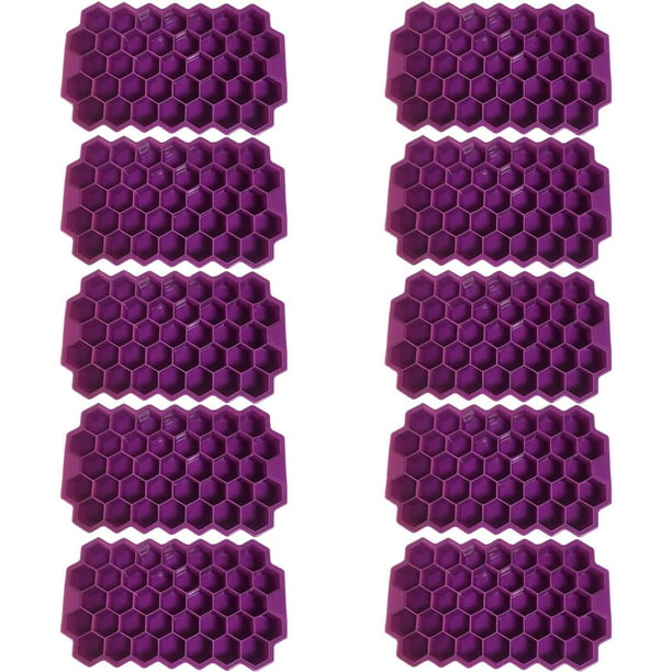 Molde para hacer hielos SiliBlockPurple 10Pzas Morado Silicona 37Cavidades Grado Alimenticio Flexible. Chef Grill MXMSV-006